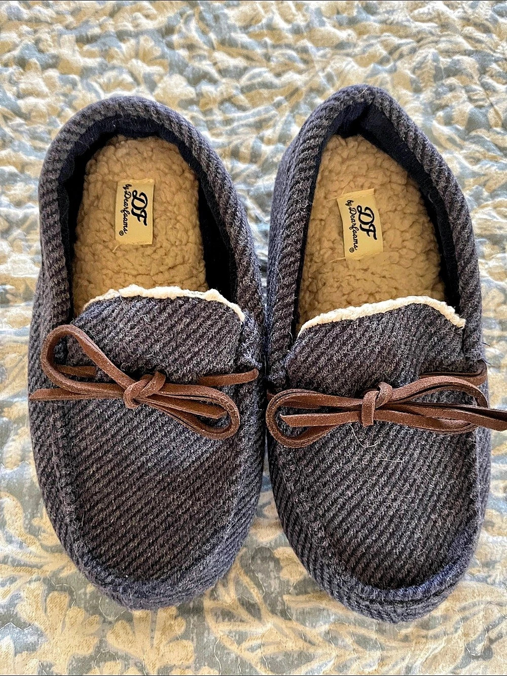 Dear Foam - Navy/Gray & Brown Slippers US 2-3